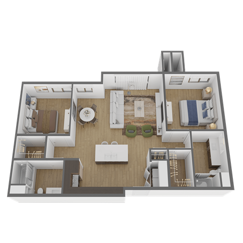 2 bed 2 bath floor plan C at The Max on Jefferson Apartments, California